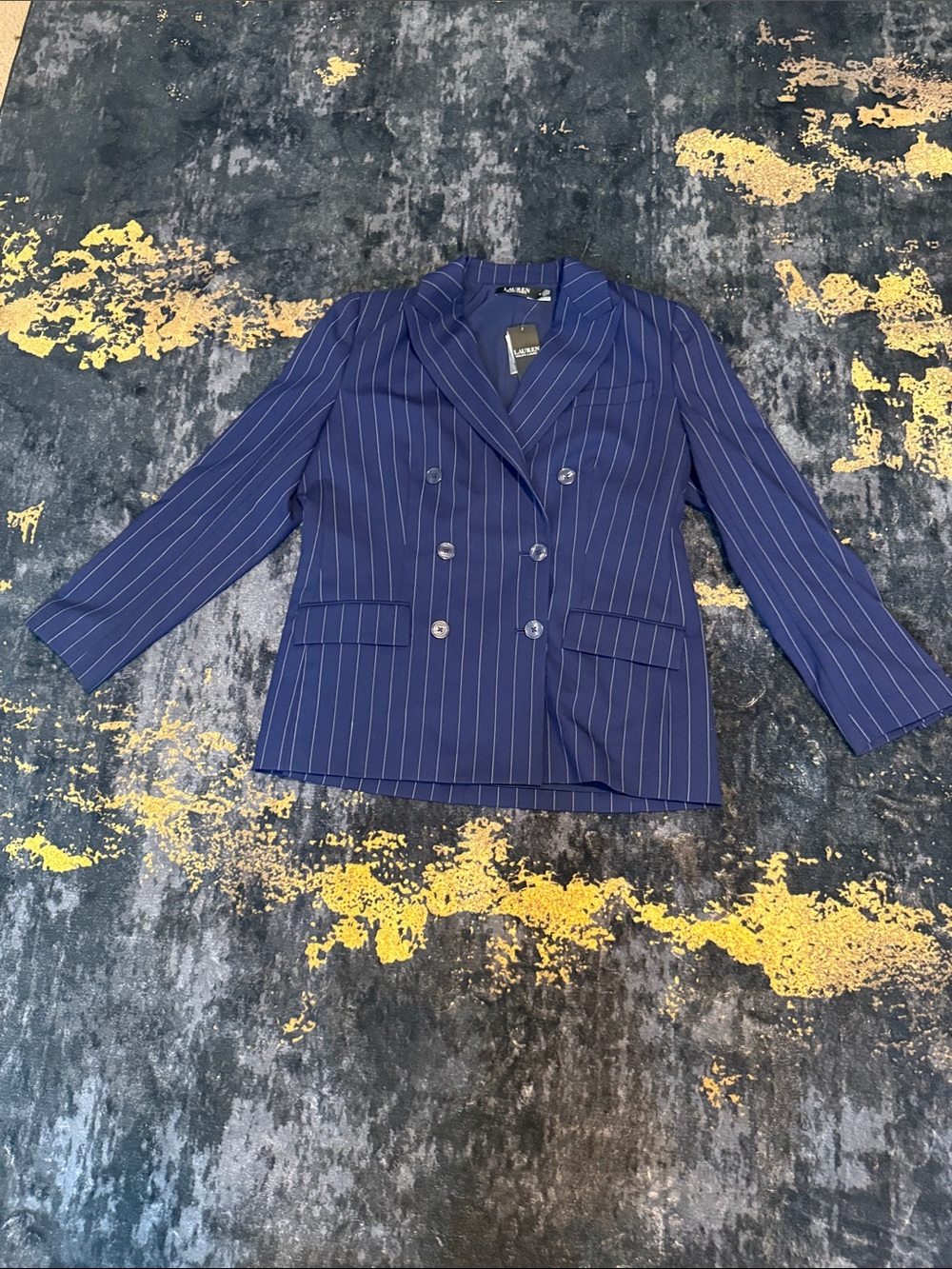 Ralph Lauren Navy Pinstripe Double-Breasted Blazer